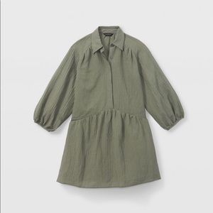 Club Monaco XS Puff Sleeve Mini Shirt Dress- Seaspray